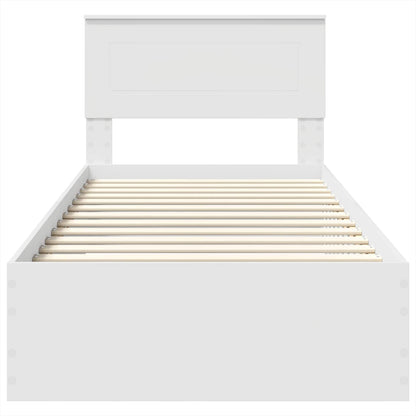 Bedframe met hoofdeinde met lade Wit 90 x 190 cm Bewerkt hout
