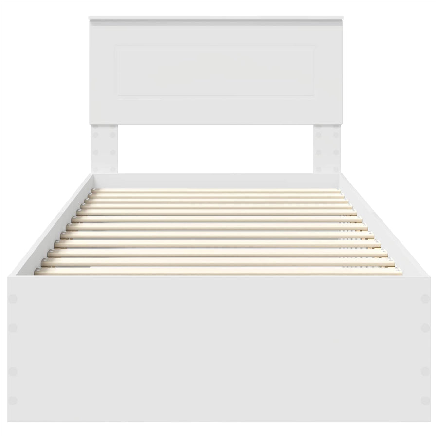 Bedframe met hoofdeinde met lade Wit 90 x 190 cm Bewerkt hout