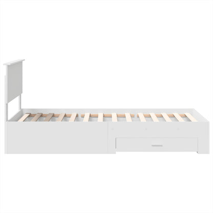 Bedframe met hoofdeinde met lade Wit 90 x 190 cm Bewerkt hout