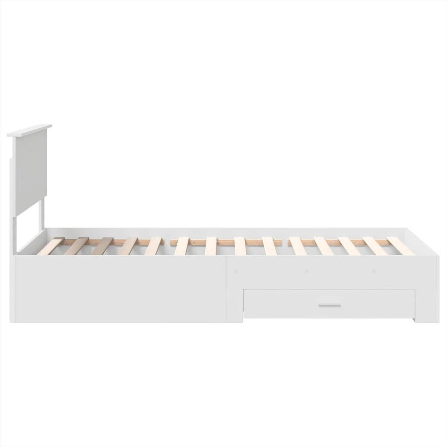 Bedframe met hoofdeinde met lade Wit 90 x 190 cm Bewerkt hout