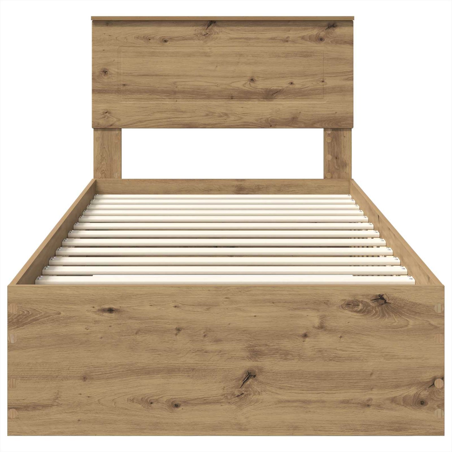 Bedframe met hoofdeinde Artisan Eiken 90 x 190 cm Bewerkt hout