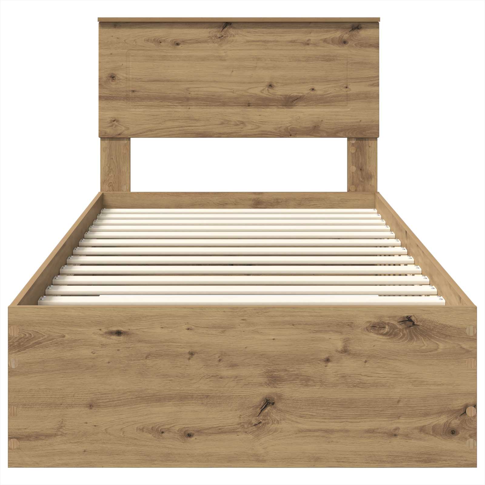 Bedframe met hoofdeinde Artisan Eiken 90 x 190 cm Bewerkt hout