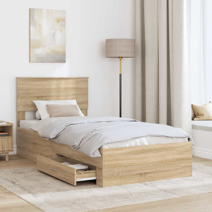 Bedframe met hoofdeinde Sonoma Eiken 90 x 200 cm Bewerkt hout