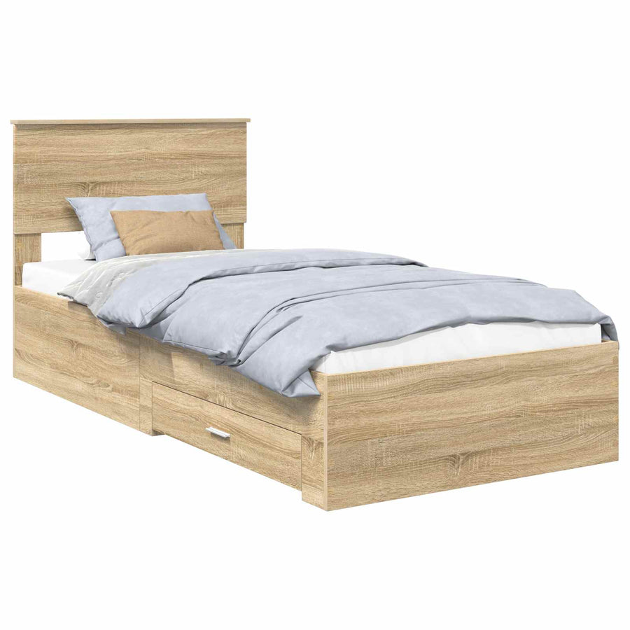 Bedframe met hoofdeinde Sonoma Eiken 90 x 200 cm Bewerkt hout