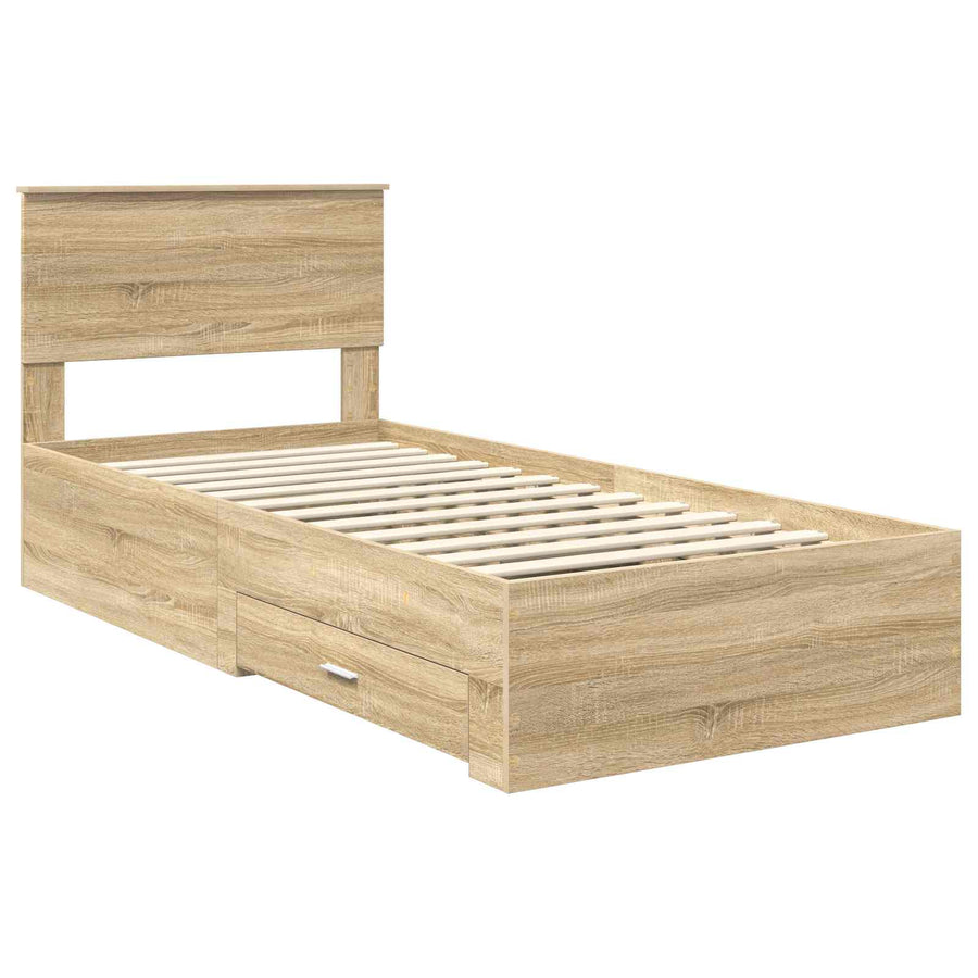 Bedframe met hoofdeinde Sonoma Eiken 90 x 200 cm Bewerkt hout