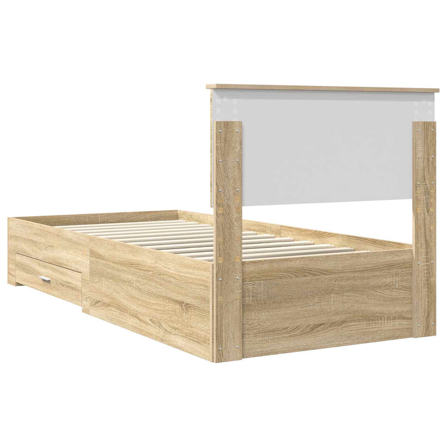 Bedframe met hoofdeinde Sonoma Eiken 90 x 200 cm Bewerkt hout