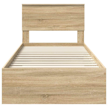 Bedframe met hoofdeinde Sonoma Eiken 90 x 200 cm Bewerkt hout
