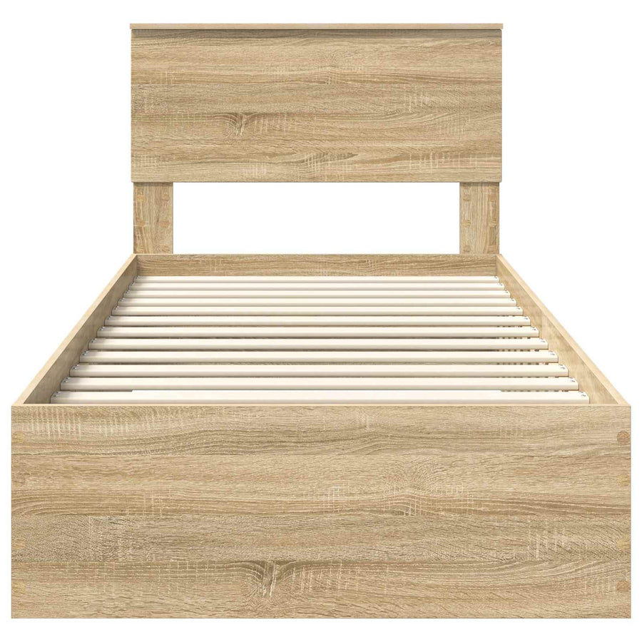 Bedframe met hoofdeinde Sonoma Eiken 90 x 200 cm Bewerkt hout