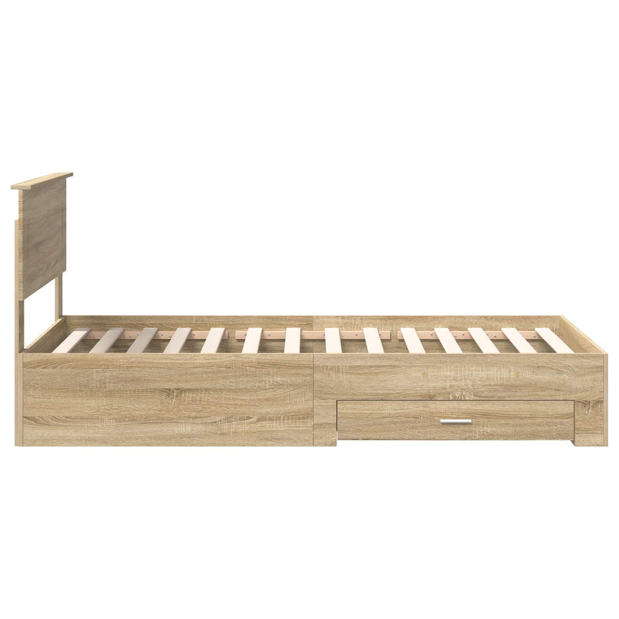 Bedframe met hoofdeinde Sonoma Eiken 90 x 200 cm Bewerkt hout