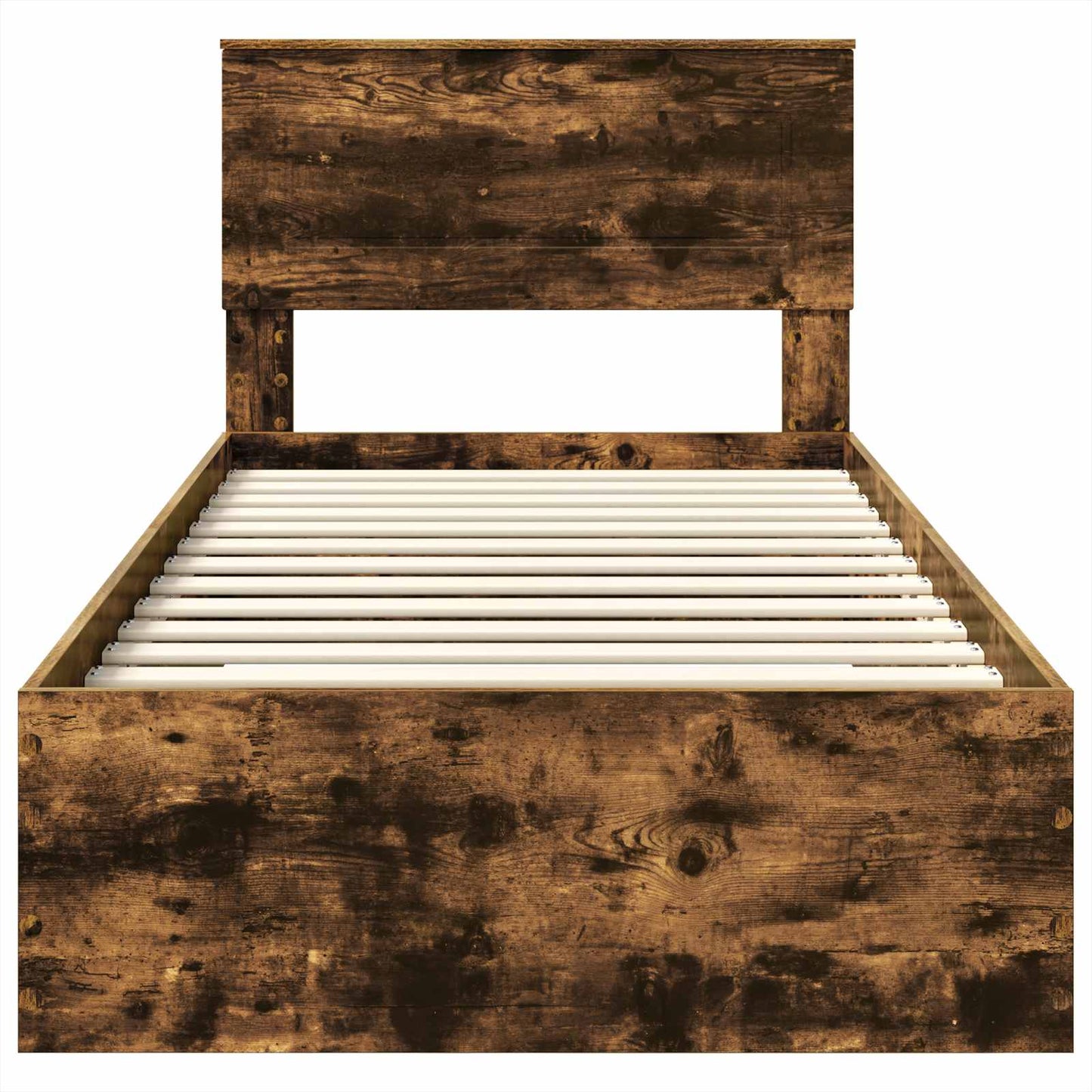 Bedframe met hoofdeinde Gerookt eiken 90 x 200 cm Bewerkt hout