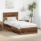 Bed frame with headboard Reclaimed Wood 90 x 200 cm Engineered Wood