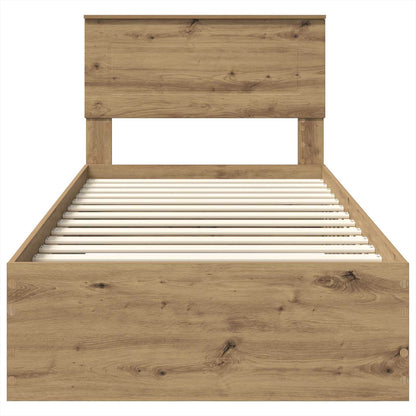 Bedframe met hoofdeinde Artisan Eiken 90 x 200 cm Bewerkt hout