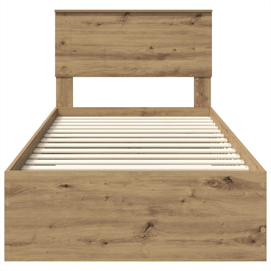 Bedframe met hoofdeinde Artisan Eiken 90 x 200 cm Bewerkt hout