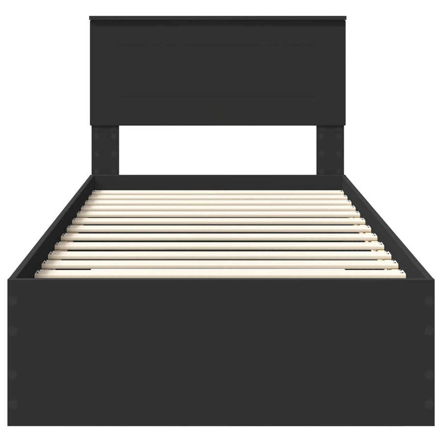 Bedframe met lade Zwart en Zilver 75 x 190 cm Bewerkt hout