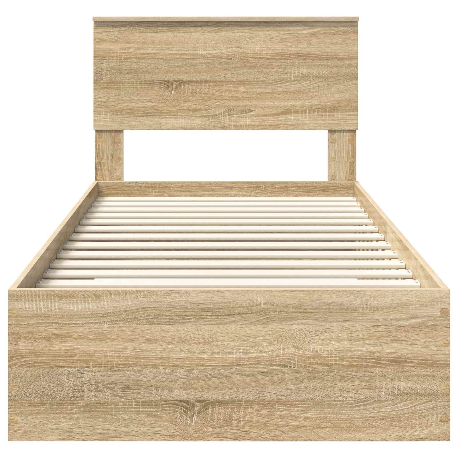 Bedframe Sonoma Eiken en Zilver 75 x 190 cm Bewerkt hout