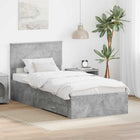 Bedframe 193x78x90 cm beton grijs bewerkt hout