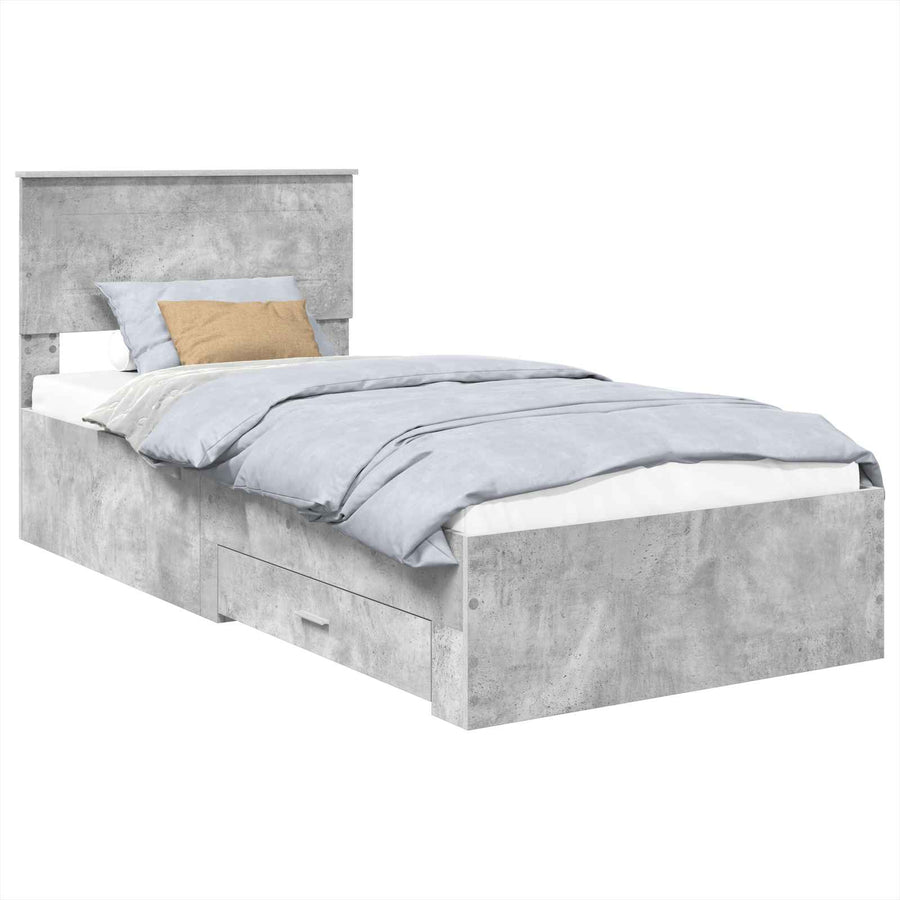 Bedframe Beton Grijs en Zilver 75 x 190 cm Bewerkt hout