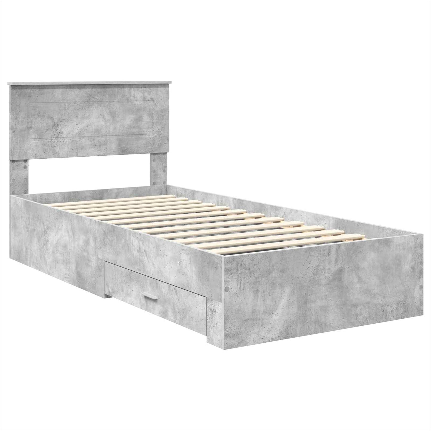 Bedframe Beton Grijs en Zilver 75 x 190 cm Bewerkt hout
