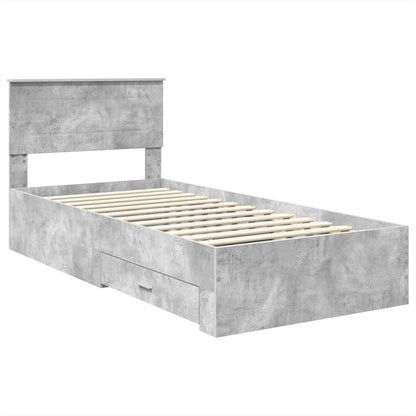 Bedframe Beton Grijs en Zilver 75 x 190 cm Bewerkt hout