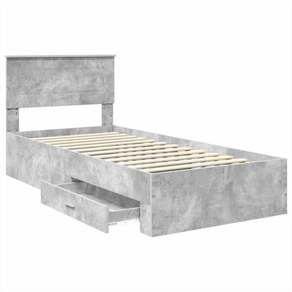 Bedframe Beton Grijs en Zilver 75 x 190 cm Bewerkt hout