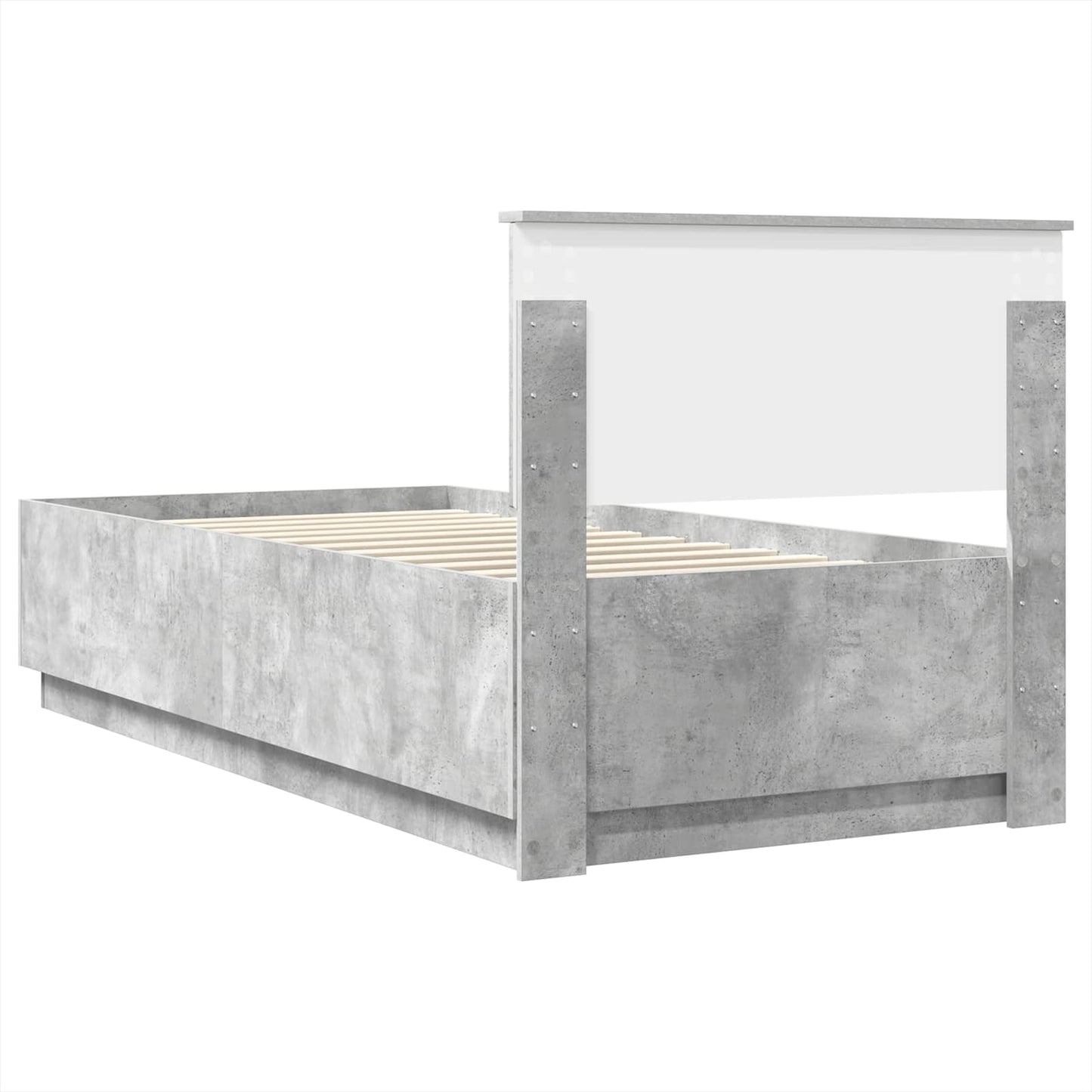 Bedframe Beton Grijs en Zilver 75 x 190 cm Bewerkt hout