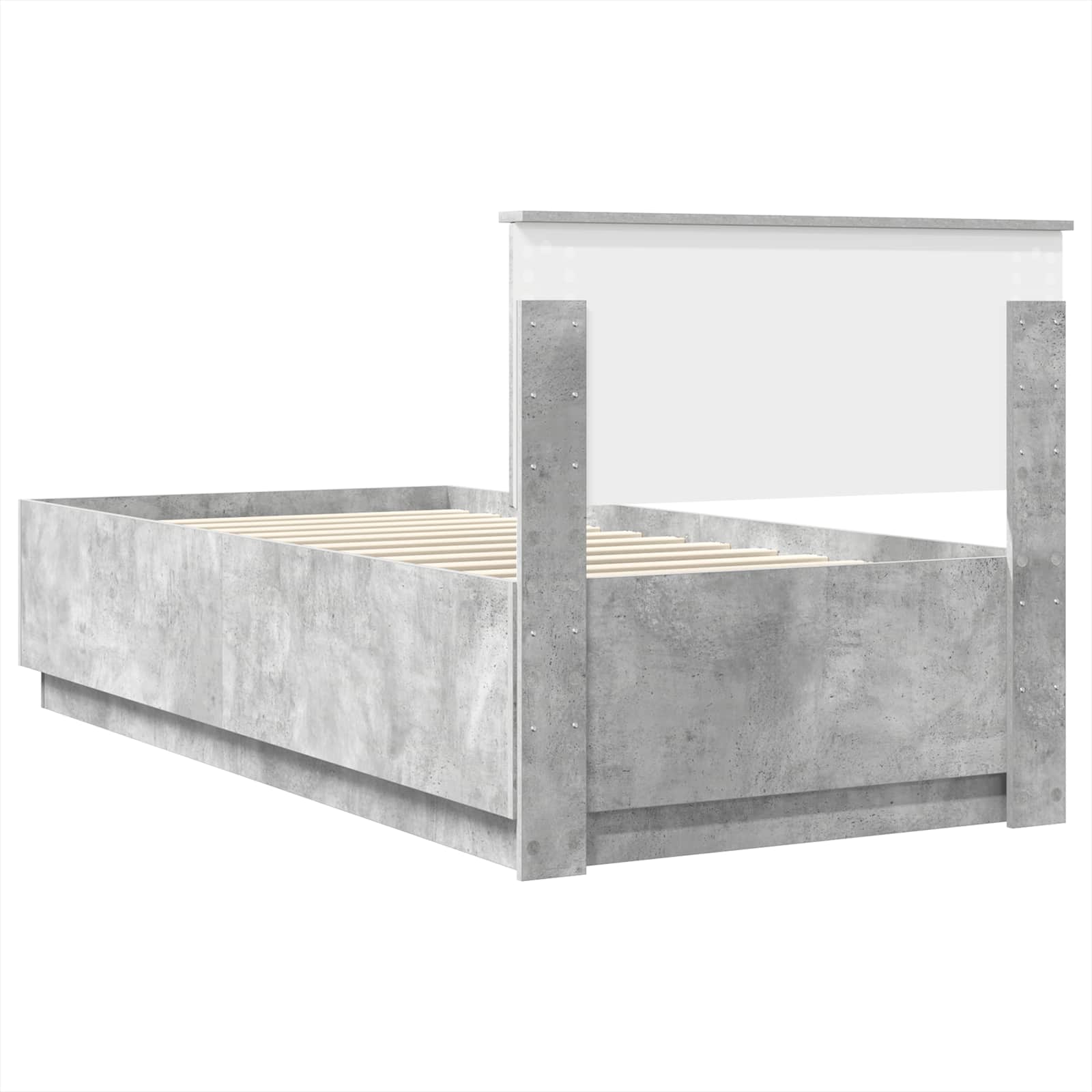 Bedframe Beton Grijs en Zilver 75 x 190 cm Bewerkt hout