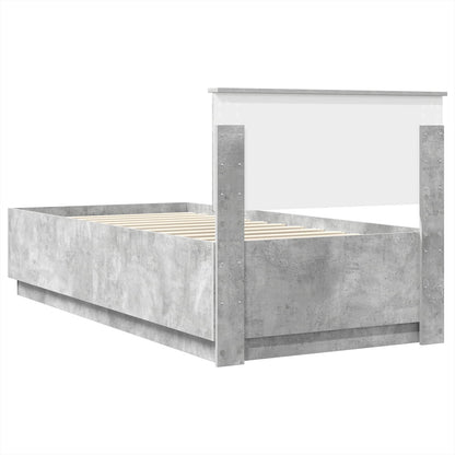 Bedframe Beton Grijs en Zilver 75 x 190 cm Bewerkt hout