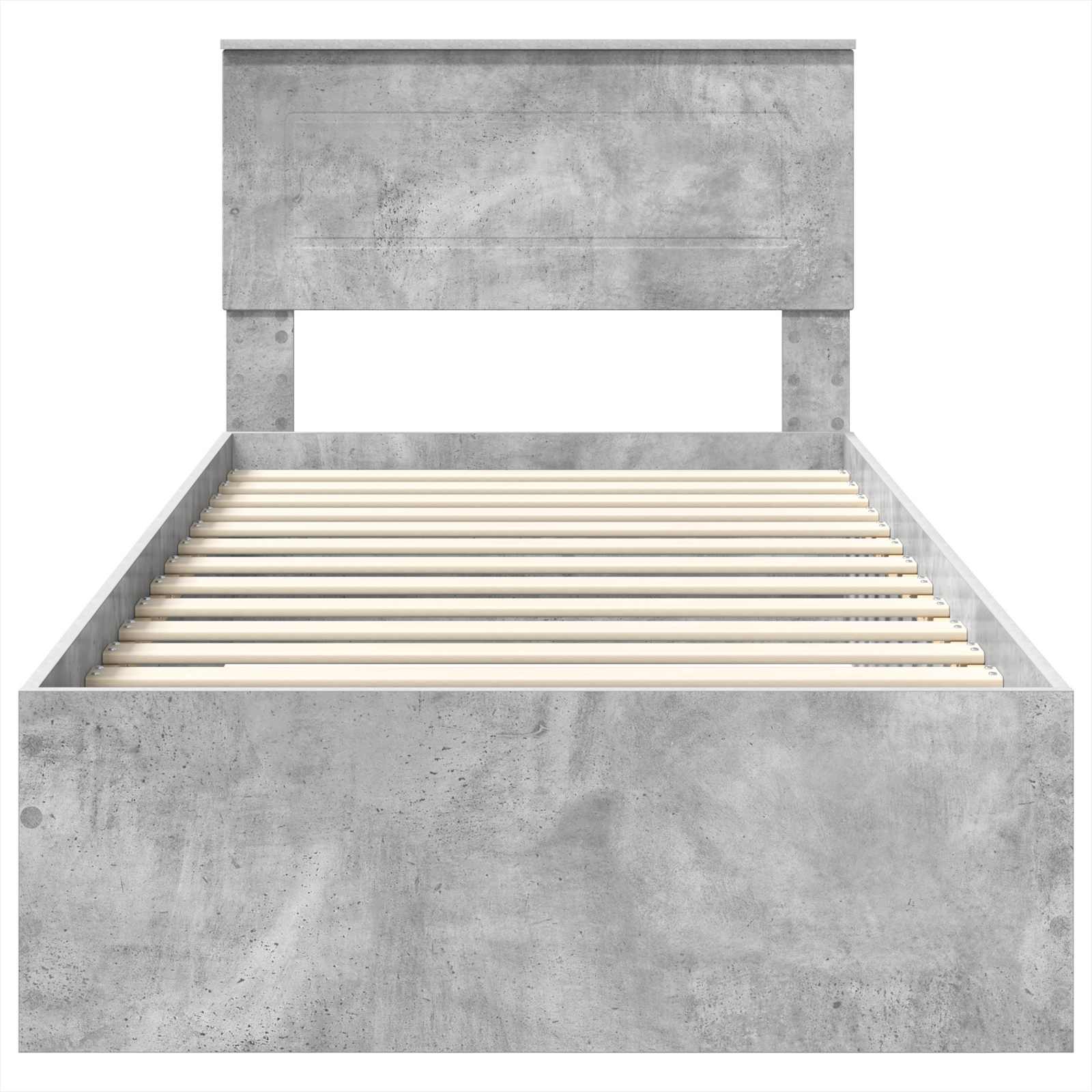 Bedframe Beton Grijs en Zilver 75 x 190 cm Bewerkt hout