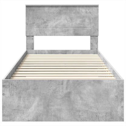 Bedframe Beton Grijs en Zilver 75 x 190 cm Bewerkt hout