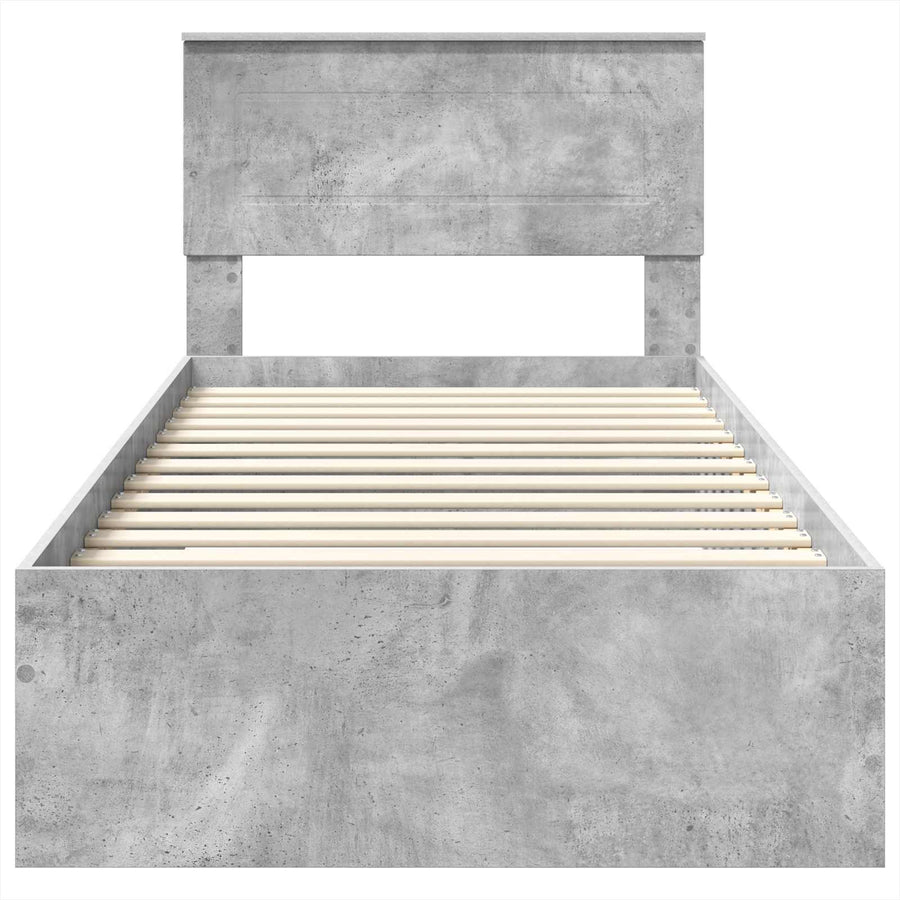Bedframe Beton Grijs en Zilver 75 x 190 cm Bewerkt hout