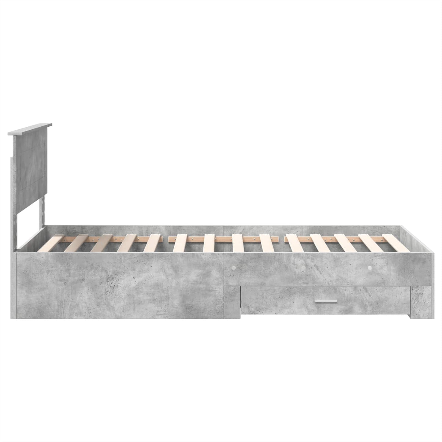 Bedframe Beton Grijs en Zilver 75 x 190 cm Bewerkt hout