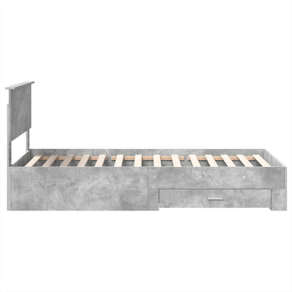 Bedframe Beton Grijs en Zilver 75 x 190 cm Bewerkt hout