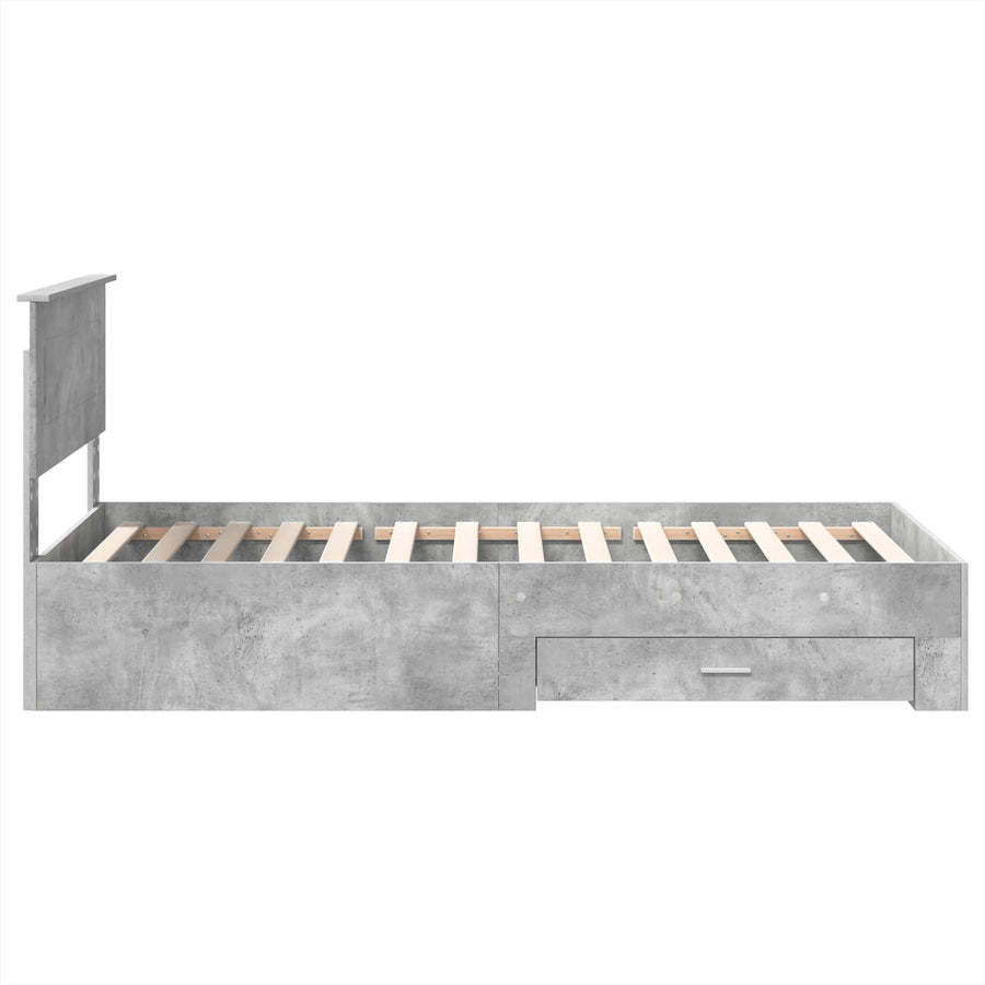 Bedframe Beton Grijs en Zilver 75 x 190 cm Bewerkt hout