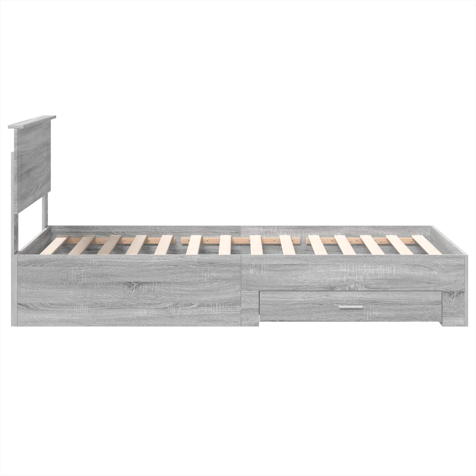 Bedframe Grijs Sonoma en Zilver 75 x 190 cm Bewerkt hout