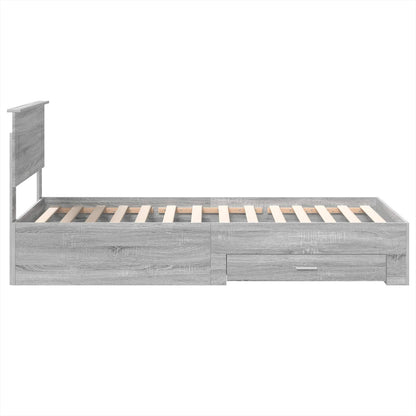 Bedframe Grijs Sonoma en Zilver 75 x 190 cm Bewerkt hout