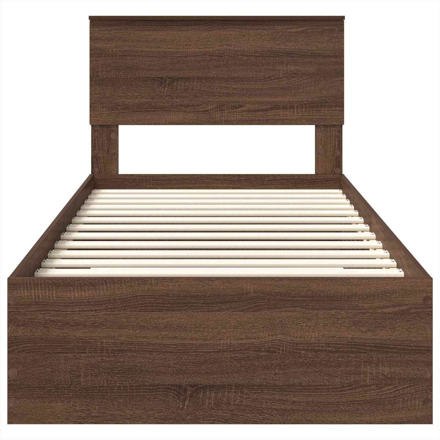 Bedframe Bruin Eiken en Zilver 75 x 190 cm Bewerkt hout