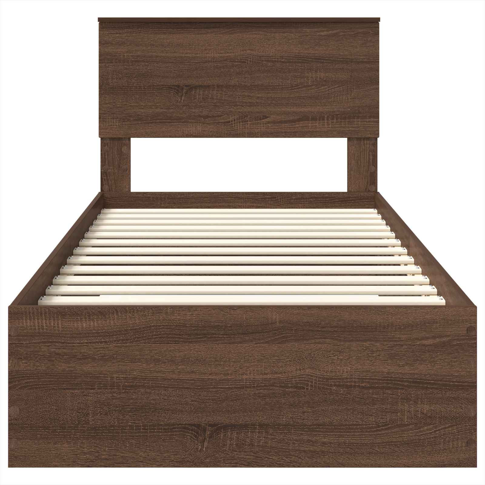 Bedframe Bruin Eiken en Zilver 75 x 190 cm Bewerkt hout