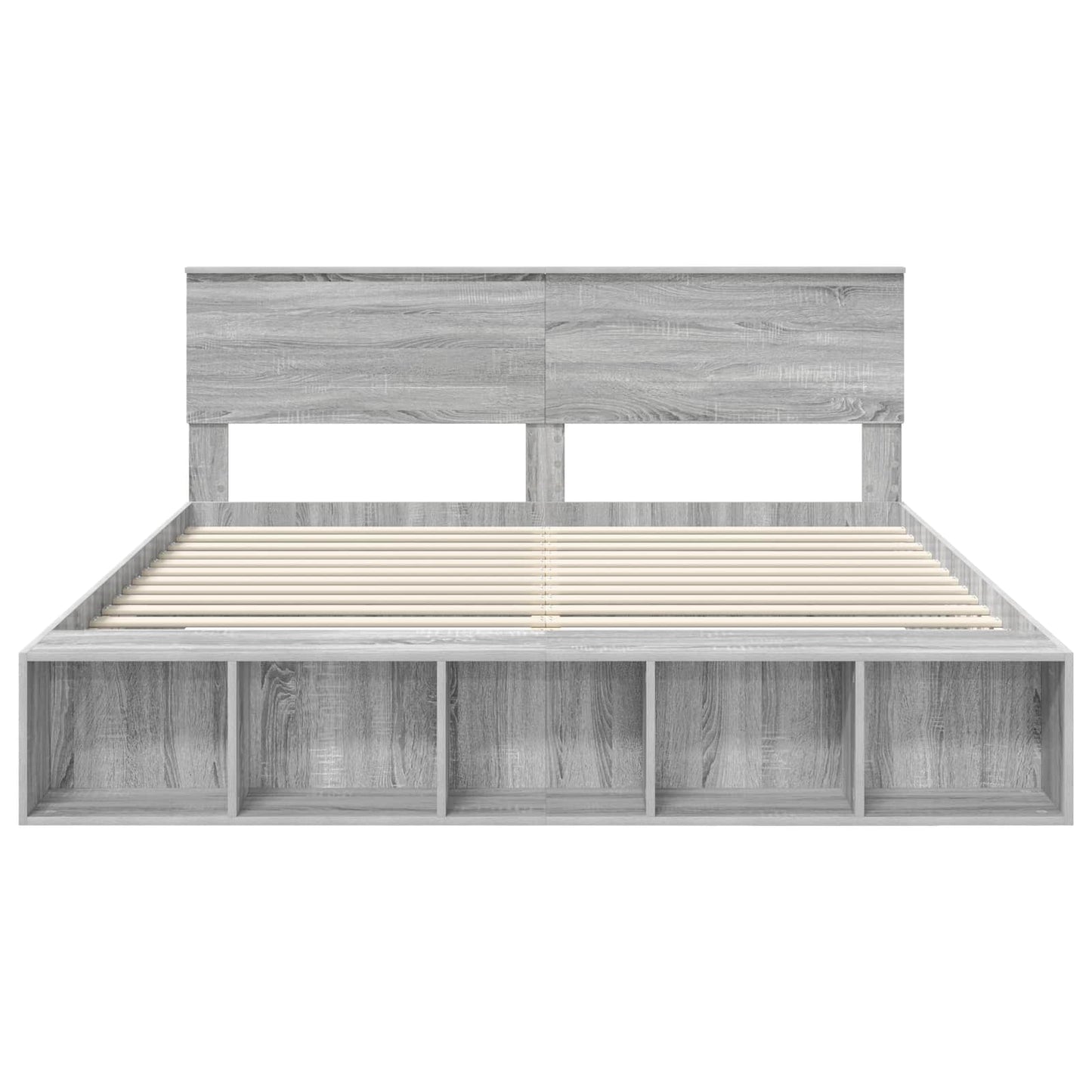 Bedframe met plank Grijs Sonoma 200 x 200 cm Bewerkt hout