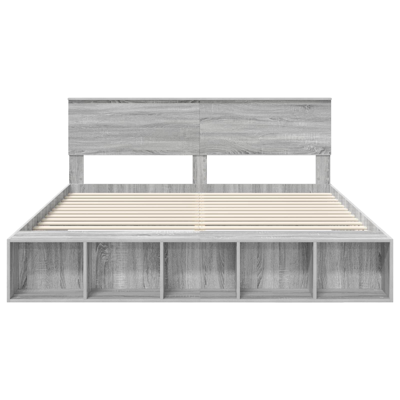 Bedframe met plank Grijs Sonoma 200 x 200 cm Bewerkt hout