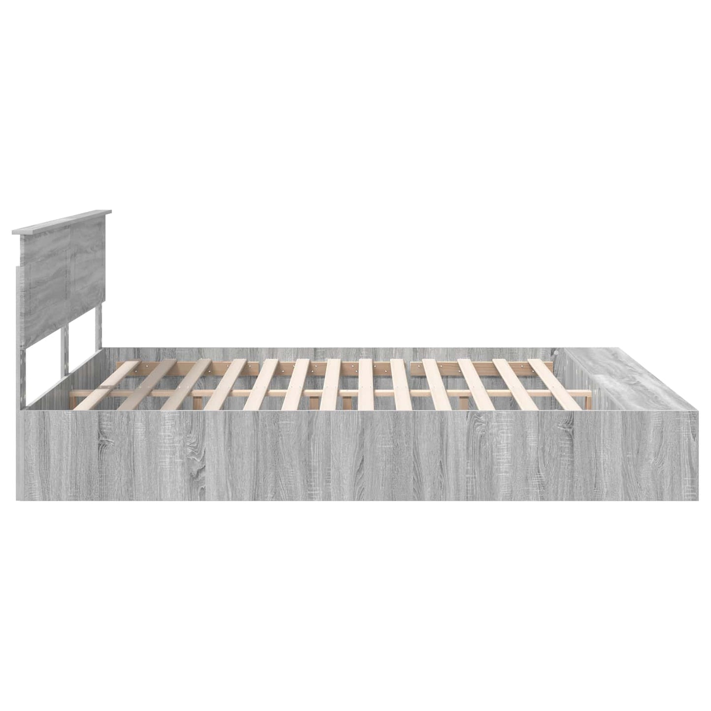 Bedframe met plank Grijs Sonoma 200 x 200 cm Bewerkt hout