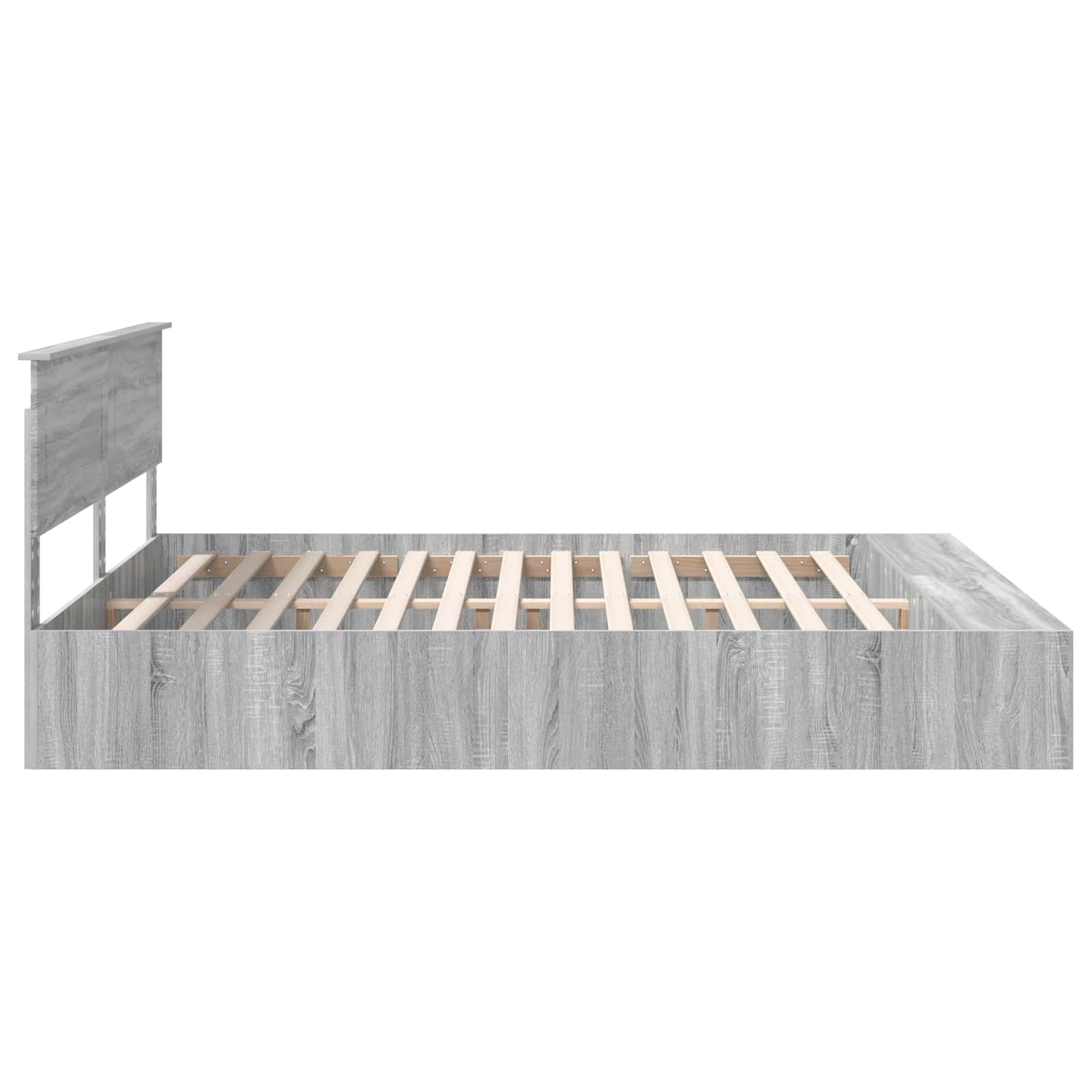 Bedframe met plank Grijs Sonoma 200 x 200 cm Bewerkt hout