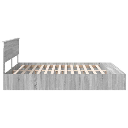 Bedframe met plank Grijs Sonoma 200 x 200 cm Bewerkt hout
