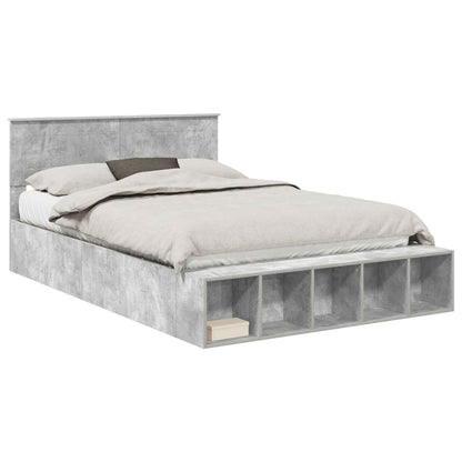 Bedframe met plank Beton Grijs 160 x 200 cm Bewerkt hout