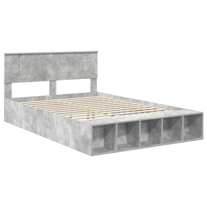Bedframe met plank Beton Grijs 160 x 200 cm Bewerkt hout