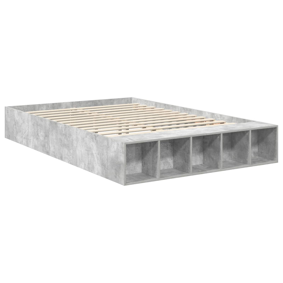 Bedframe met plank Beton Grijs 160 x 200 cm Bewerkt hout