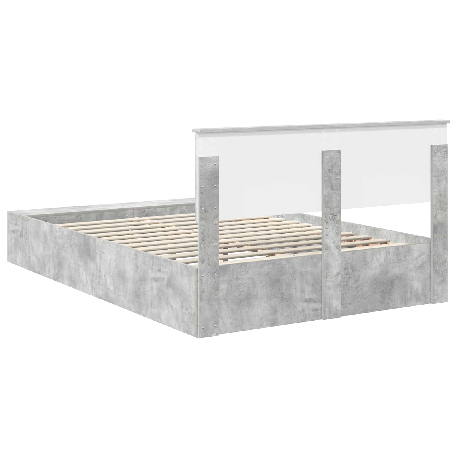 Bedframe met plank Beton Grijs 160 x 200 cm Bewerkt hout