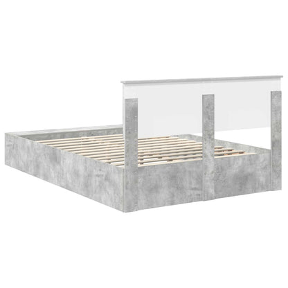 Bedframe met plank Beton Grijs 160 x 200 cm Bewerkt hout