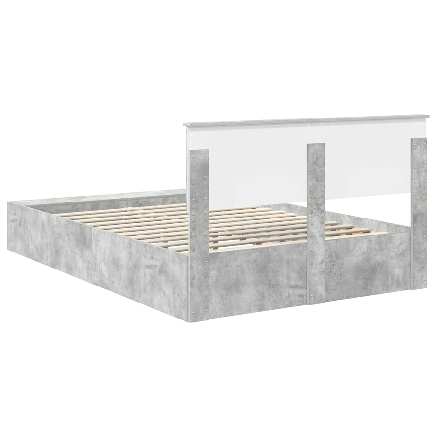 Bedframe met plank Beton Grijs 160 x 200 cm Bewerkt hout