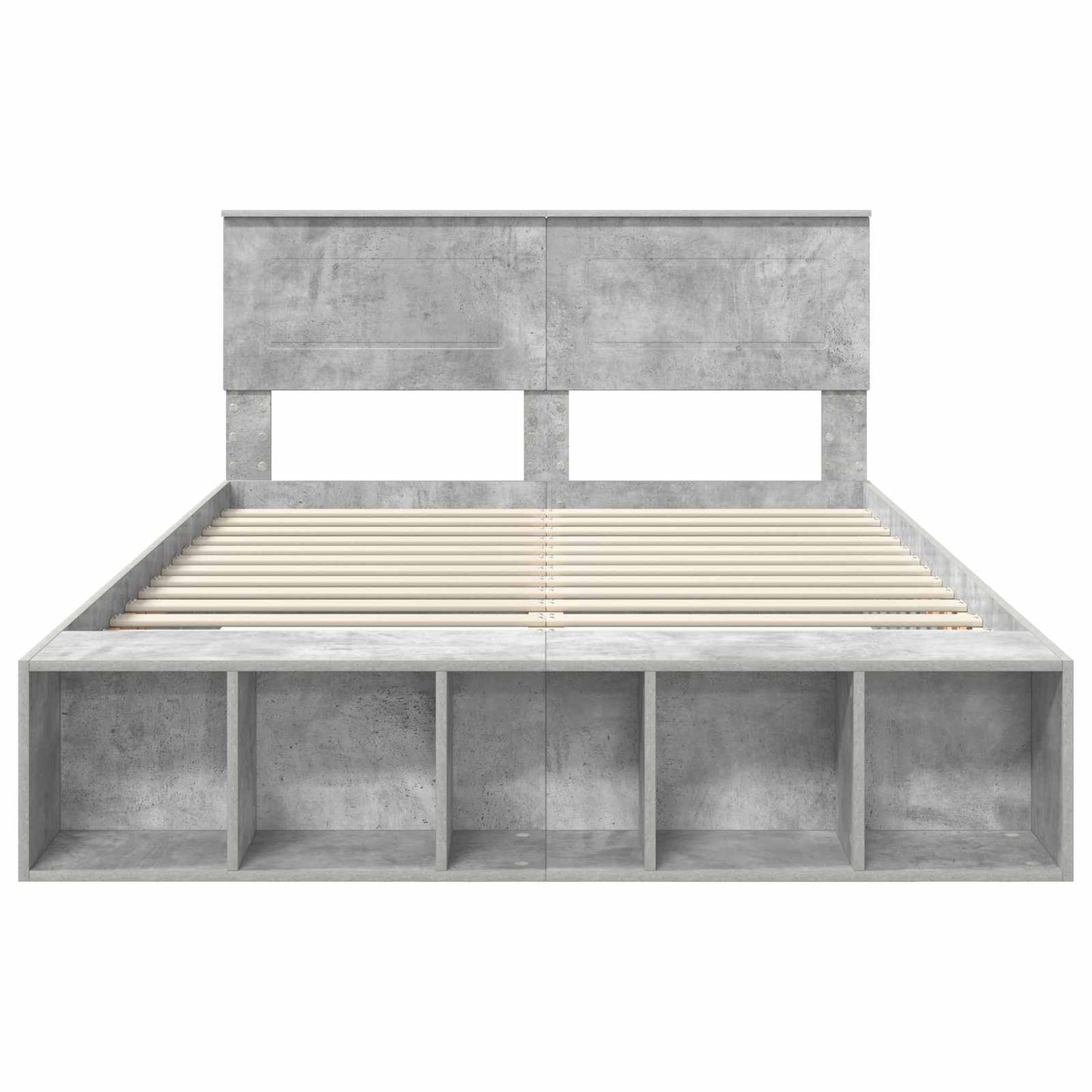 Bedframe met plank Beton Grijs 160 x 200 cm Bewerkt hout
