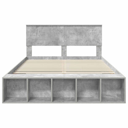 Bedframe met plank Beton Grijs 160 x 200 cm Bewerkt hout
